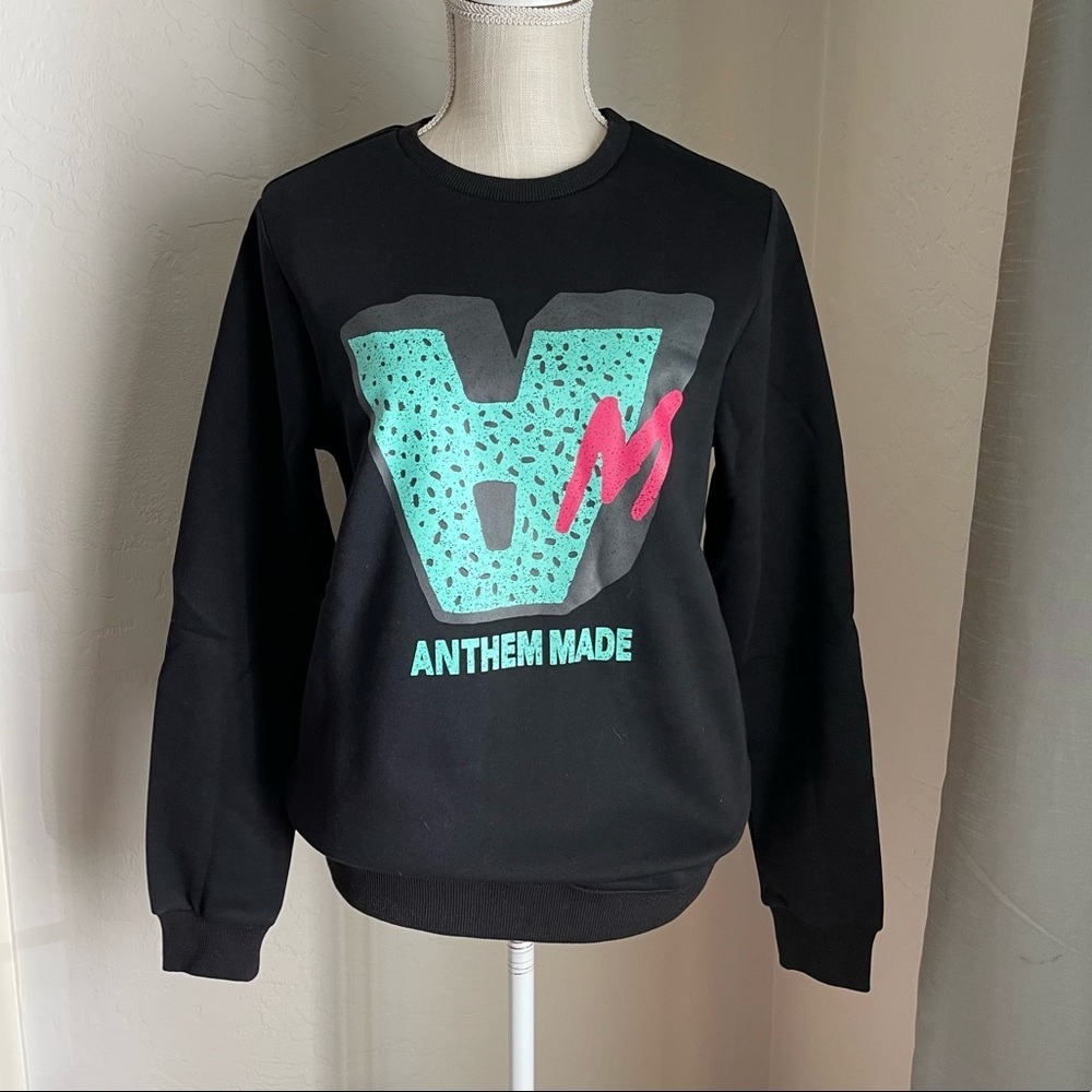 Anthem Made‎ Black Crewneck Oversize Sweatshirt with Logo AM New!